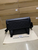 Louis Vuitton men's messenger bag, dark monogram leather with front flap