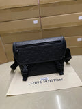 Black Louis Vuitton monogram crossbody bag with zip and front flap