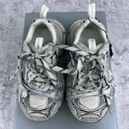 Balenciaga unisex sneakers top view in silver with lace-up closure