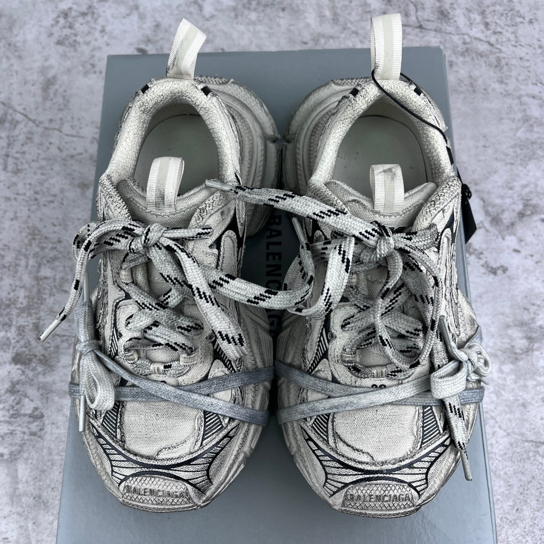 Balenciaga unisex sneakers top view in silver with lace-up closure