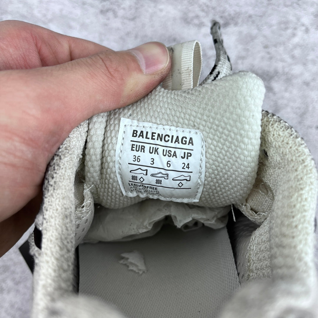 Balenciaga unisex sneakers label on tongue with size 36 and barcode
