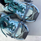Balenciaga unisex sneakers, light blue mesh with teal and gray laces and chunky sole