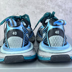 Balenciaga unisex sneakers, heel view with '40' detail, light blue and teal trim
