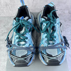 Balenciaga unisex sneakers, light blue mesh with teal laces and black heel panels