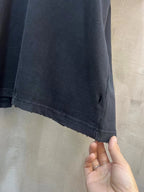 Black Balenciaga short-sleeve T-shirt hem with distressed stitching detail