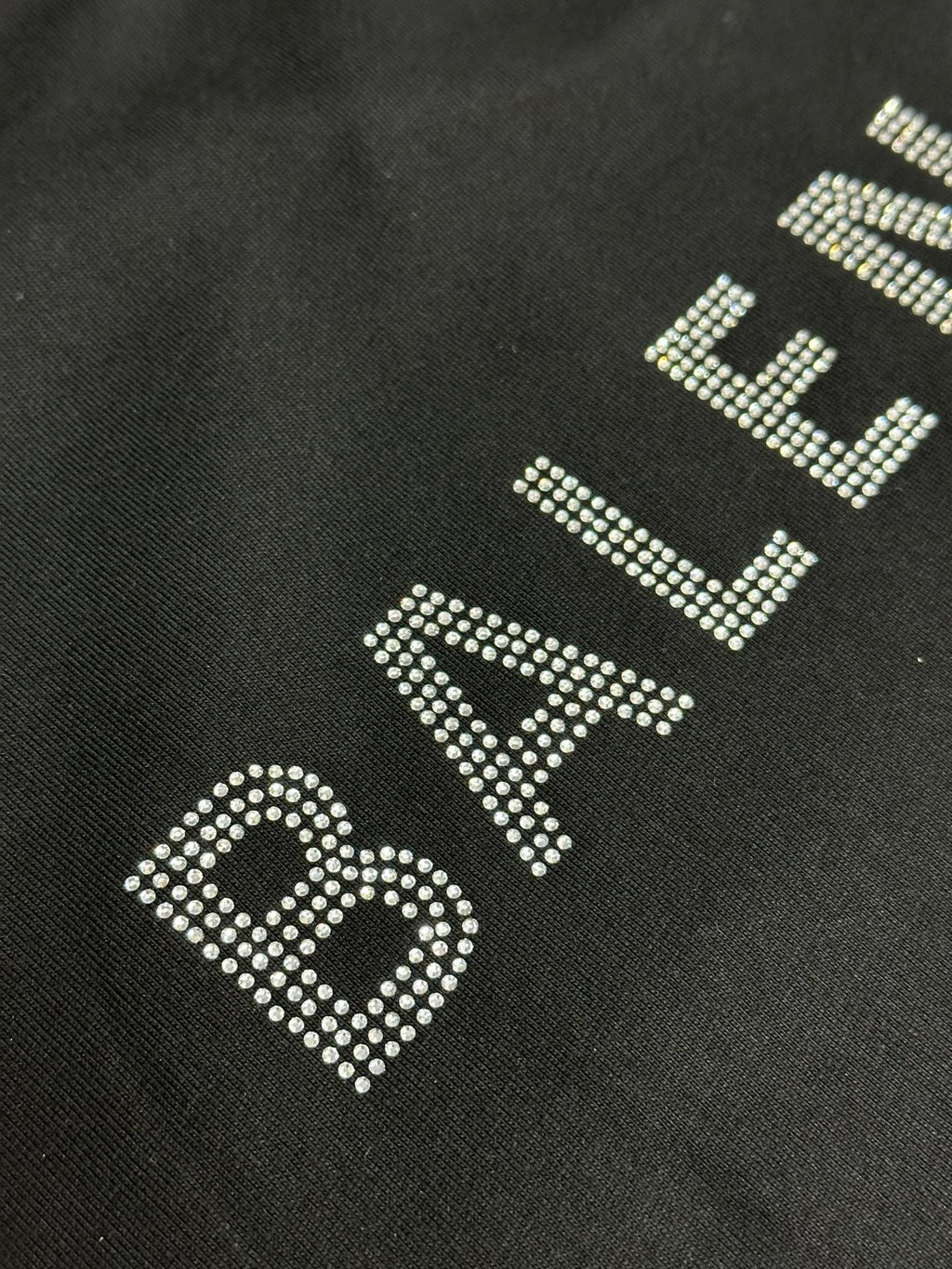 Balenciaga black T-shirt with rhinestone BALENCIAGA letter detail