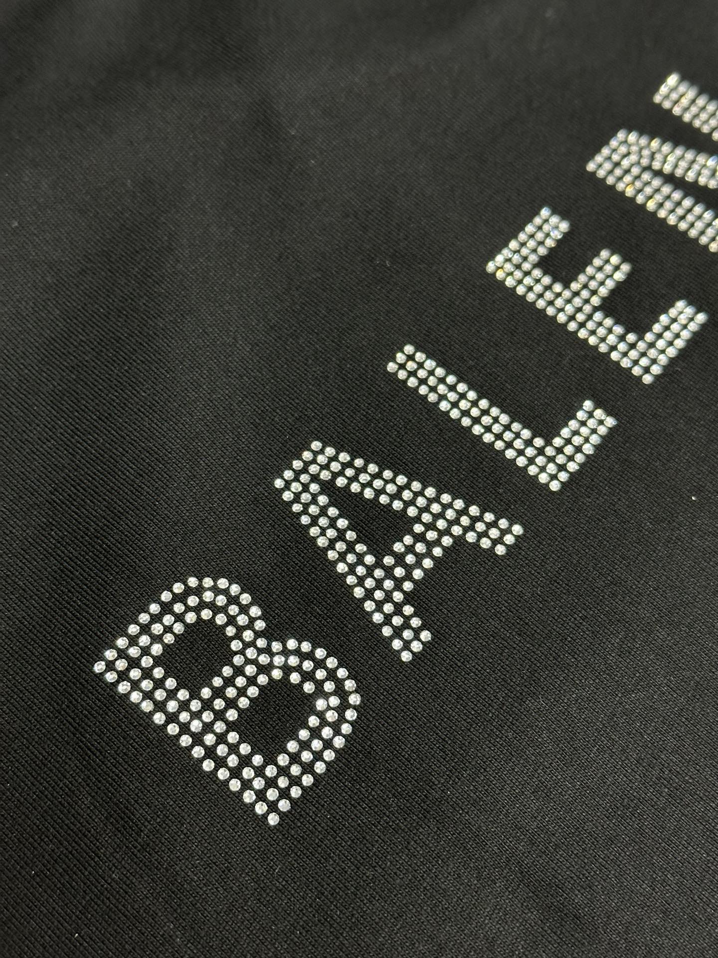 Balenciaga black T-shirt with rhinestone BALENCIAGA letter detail