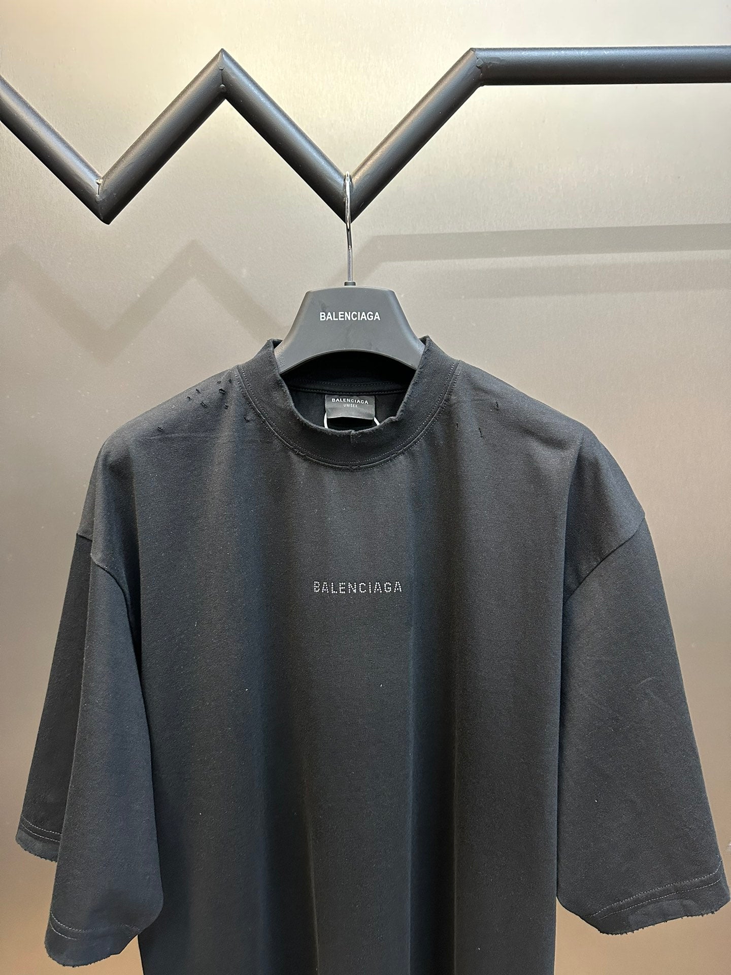 Balenciaga black T-shirt, crew neck with small BALENCIAGA logo