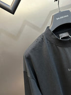 Balenciaga black T-shirt shoulder and crew neck seam detail