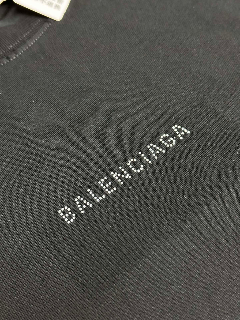 Balenciaga black T-shirt with rhinestone BALENCIAGA lettering detail