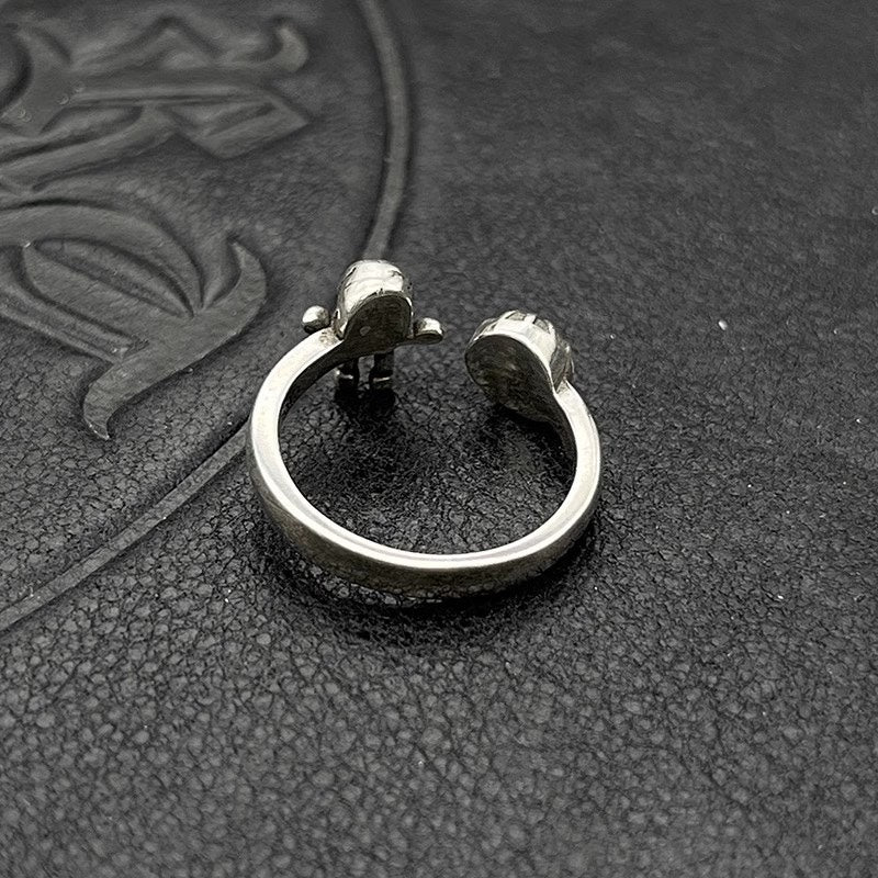 Silver-tone open cuff ring with spherical ends