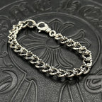 Chrome bracelet with silver-toned curb and oval link chain