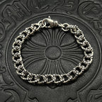 Chrome bracelet with silver-toned curb chain and ring clasp