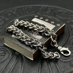 Chrome bracelet with silver-toned curb chain and ring clasp