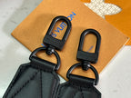 Men's black crossbody bag strap hardware with D-rings and keyholder clip