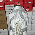White unisex sneaker toe cap with perforated mesh and lace-up closure