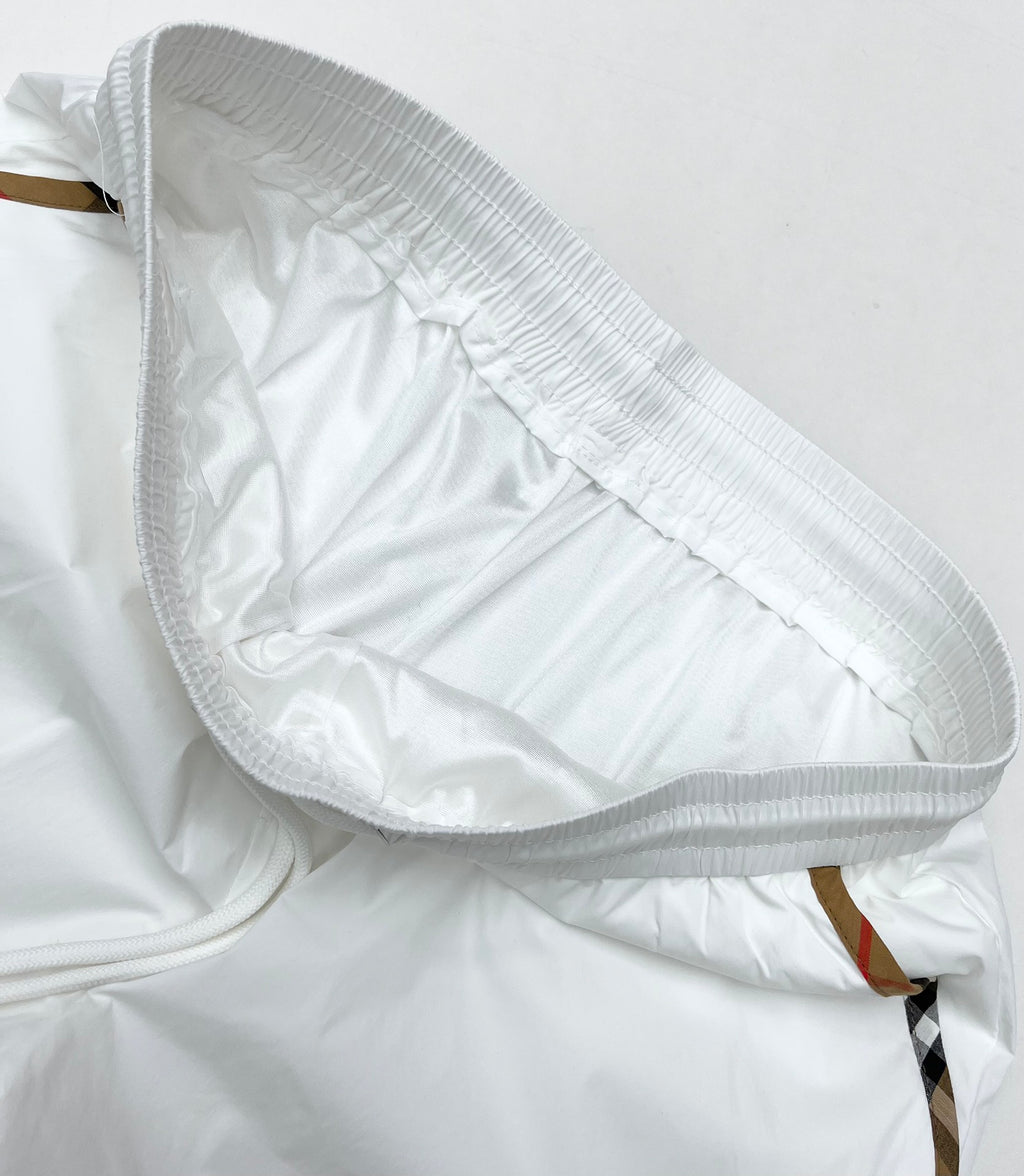 Burberry white shorts with elastic hem and side stripe trim