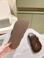 Balenciaga sandal outsole with raised texture and dark brown rubber sole