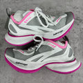 Balenciaga unisex sneakers, white with gray mesh and bright pink trim, lace-up