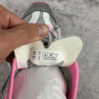 Balenciaga shoe size label inside heel, with pink lining and gray mesh upper