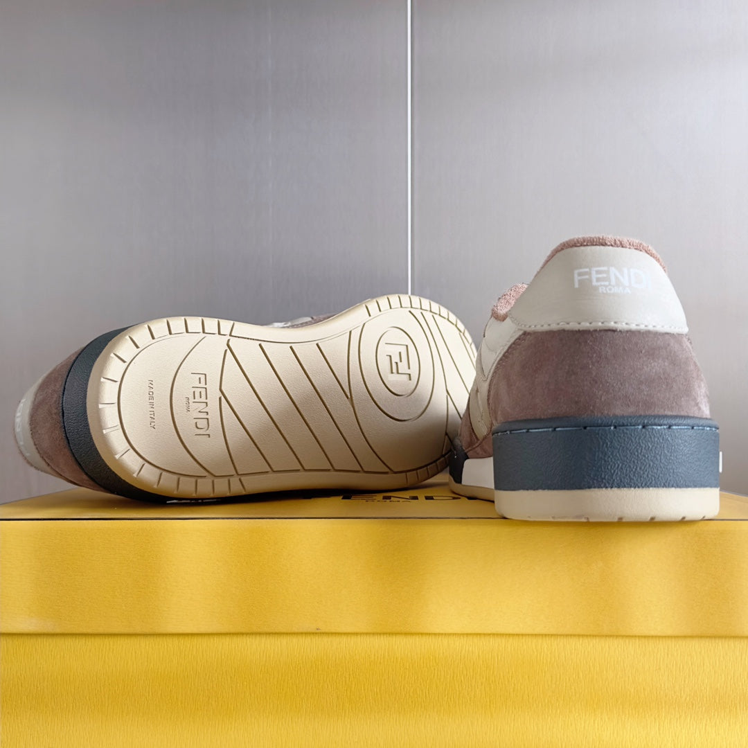 Fendi sneaker outsole view with tread pattern and Fendi logo on heel