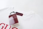White Gucci T-shirt neckline with Gucci label and red paper tag