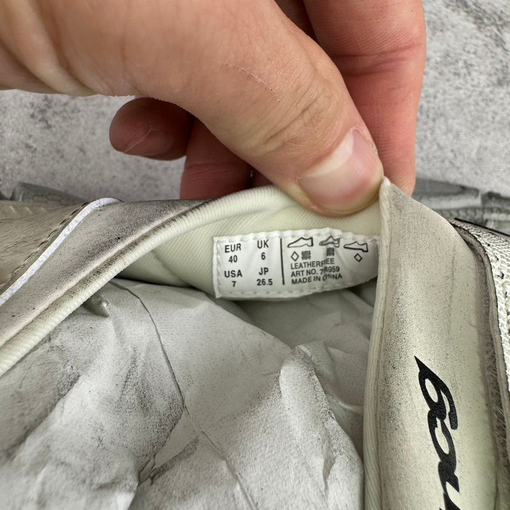 Balenciaga unisex sneaker size label inside, on light gray fabric lining
