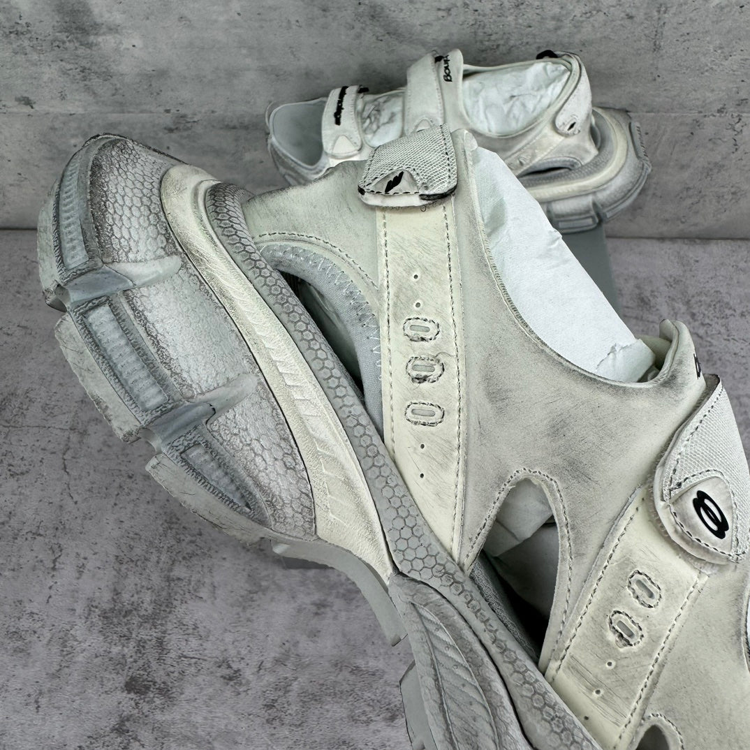 Balenciaga unisex low-top sneaker, light gray leather upper with side cutouts