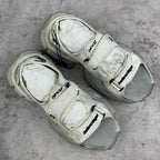 Balenciaga unisex low-top sneakers in light gray leather, velcro straps and logo