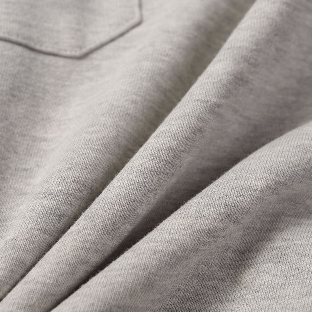 Heather gray knit fabric with ribbed texture