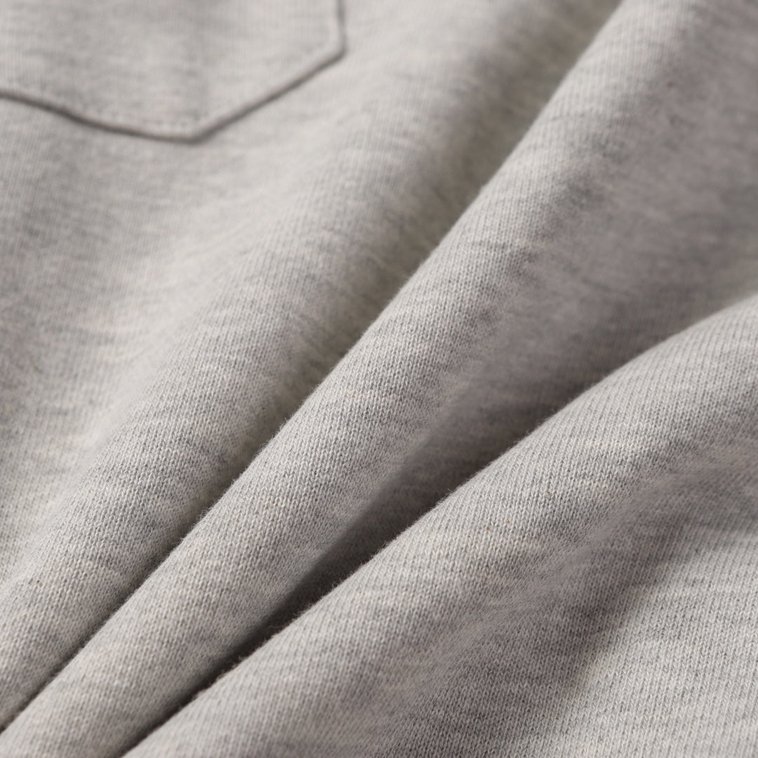 Heather gray knit fabric with ribbed texture