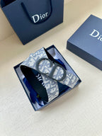 Dior belt with blue monogram patterned strap and dark buckle