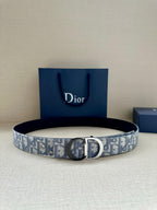 Light blue logo-print belt with silver buckle