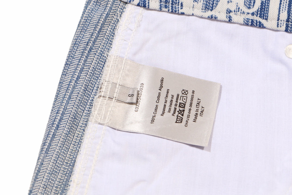 Dior shorts interior with care label on white lining