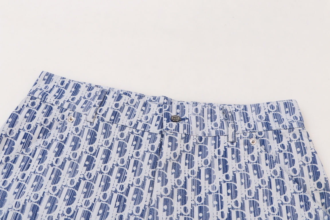 Dior shorts with all-over blue geometric monogram print