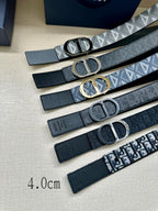 Dior belts set with different straps and oval D buckles, including patterned and solid styles