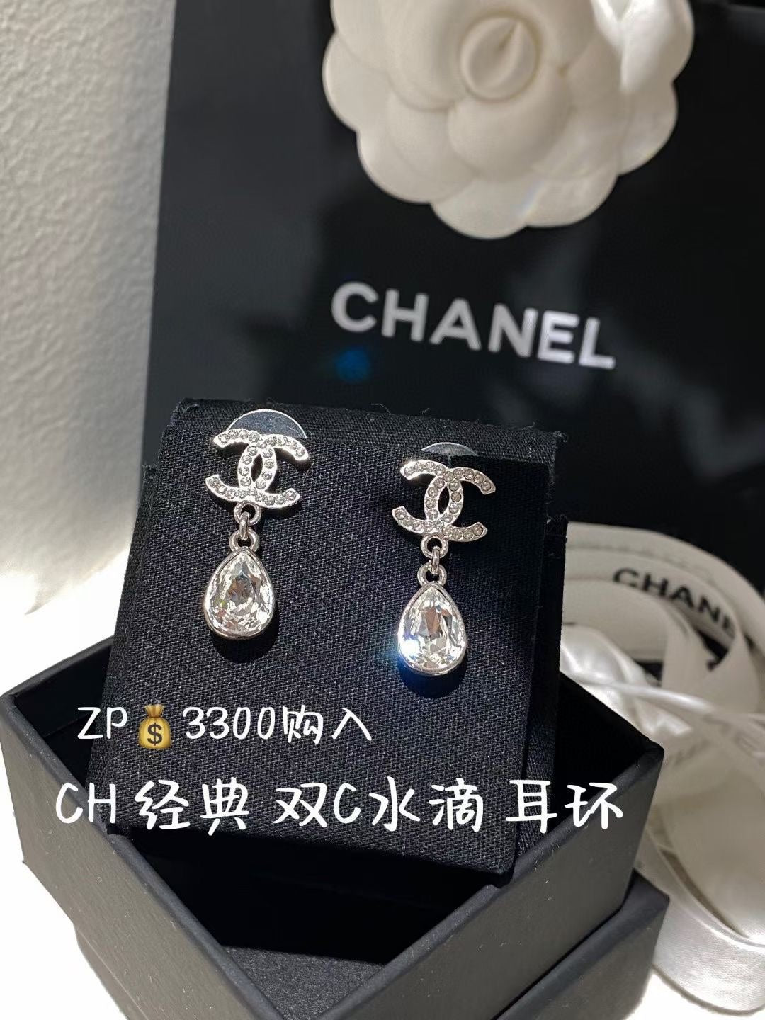 Silver-tone teardrop crystal drop earrings with winged motif studs