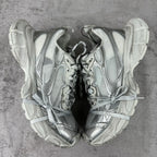 Balenciaga silver lace-up sneakers, pair viewed from above
