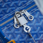 Goyard blue monogram duffle bag zipper pull with metal lock hardware