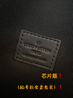 Louis Vuitton leather label patch on monogram crossbody bag