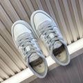 Fendi unisex lace-up sneakers, white with light gray trim and perforated toe panel
