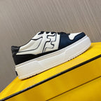 Fendi unisex sneakers, black and white panels with white outsole and logo detail