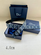 Dior monogram belt with blue-and-white geometric strap and black buckle