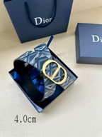 Dior belt with blue geometric strap and gold CD buckle