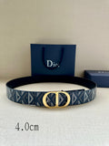 Dior belt with blue geometric jacquard strap and gold CD buckle