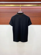 Black polo shirt back view
