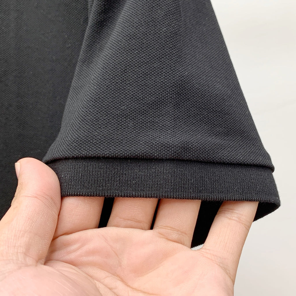 Versace black polo shirt ribbed sleeve hem