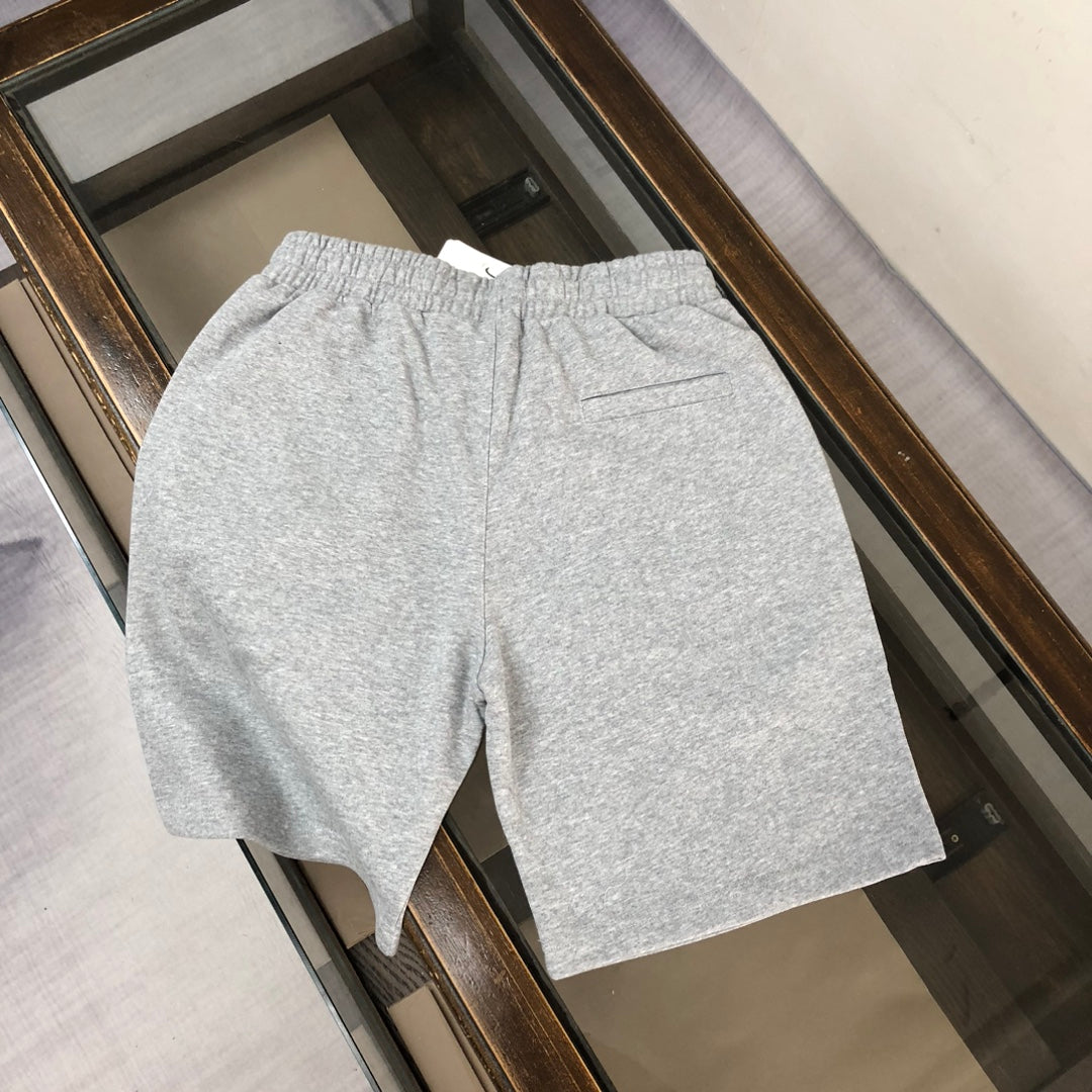 Heather gray elastic-waist shorts with side seam details