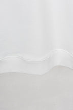 White sweatshirt neckline and hem with curved seam detail