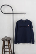 Moncler dark navy crewneck sweatshirt with front logo